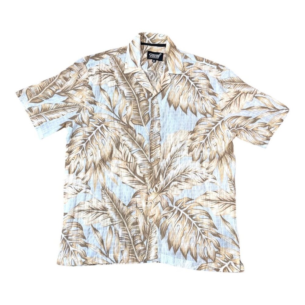 Hawaiian Aloha Shirt Fresh Prints Of Bel-Air Tropical Palm Print Short Sleeve M